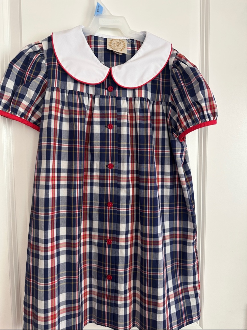 TBBC Classic Navy & Red Plaid Peter Pan Collar Kids Dress